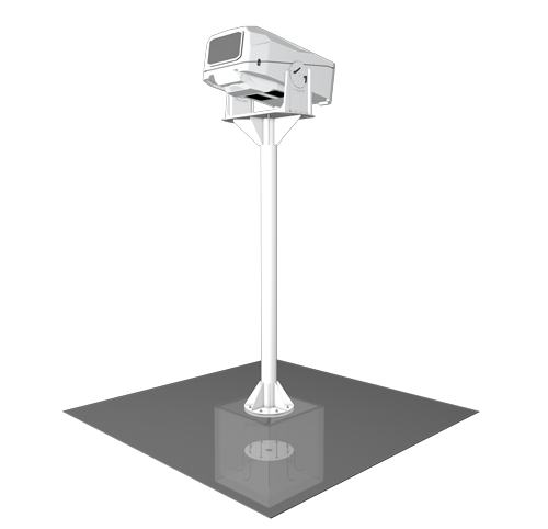 Pole anchored to the ground for projector enclosure